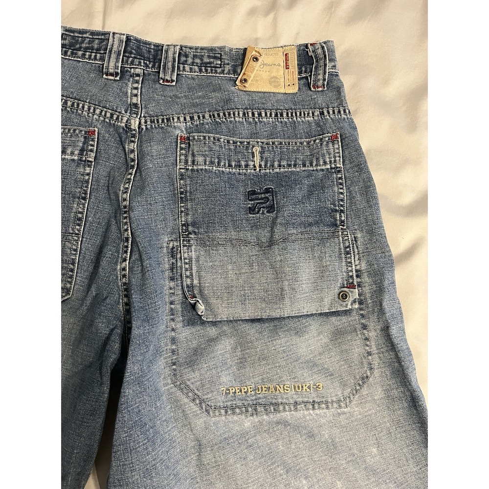 Vintage Pepe Jean Shorts Denim Carpenter Y2K Baggy Skater Blue 38 - Picture 6 of 16